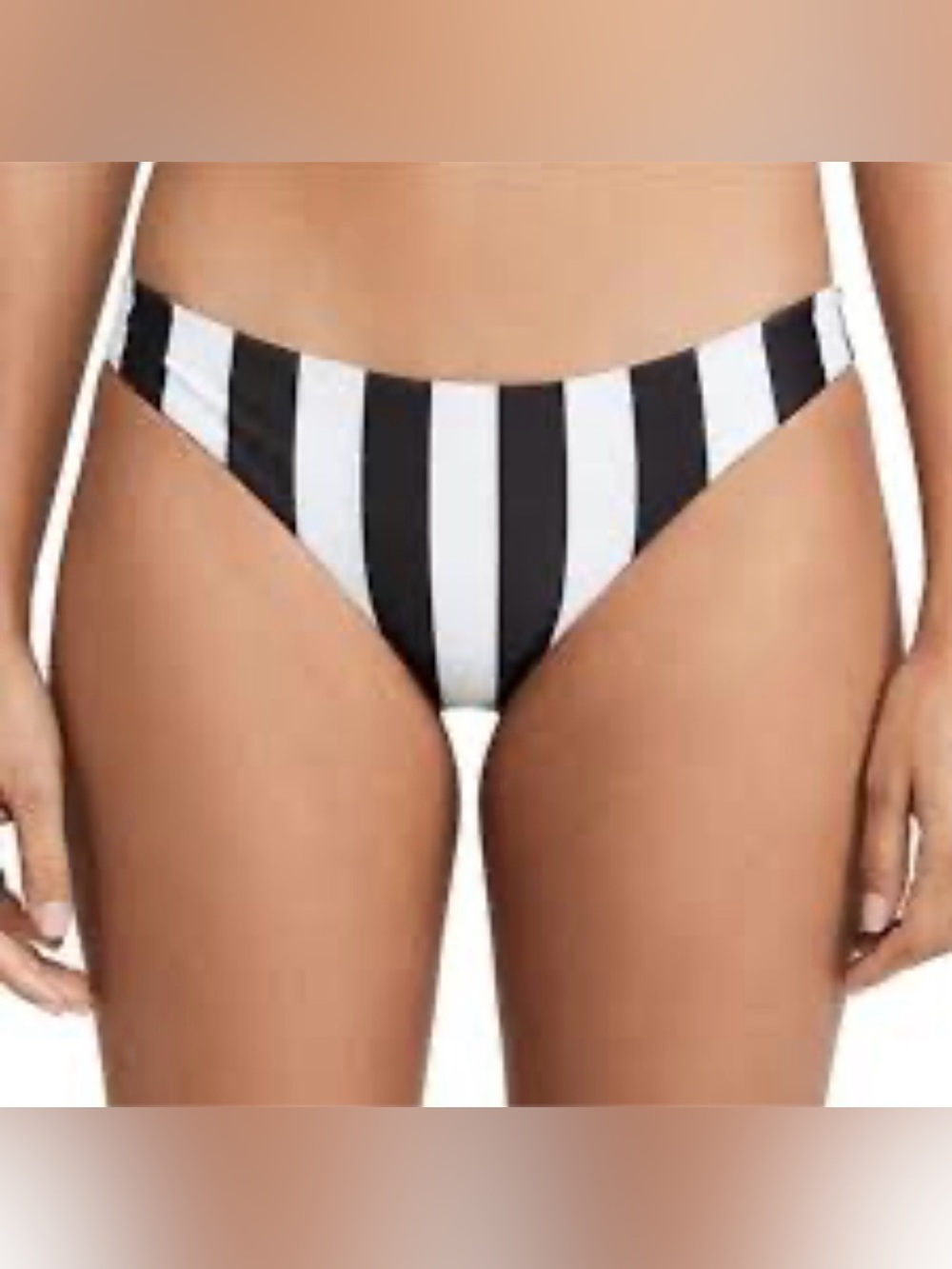 Mikoh Black and White Vertical Stripe Bikini Bottom